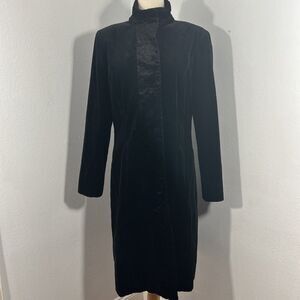 JS COLLECTION Velvet Coat Womens Medium‎ Black Goth Evening Witchy Opera Jacket